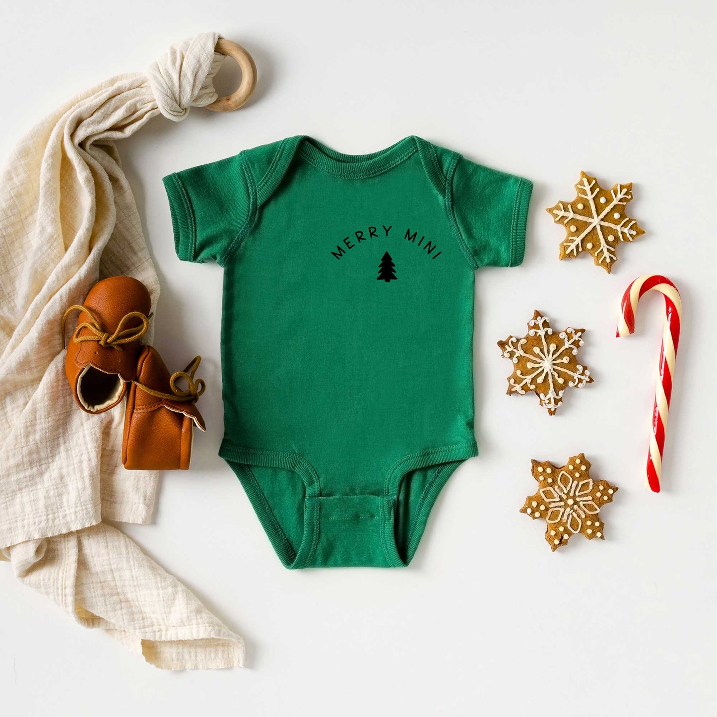 Merry Mini Tree Mini | Baby Graphic Short Sleeve Onesie