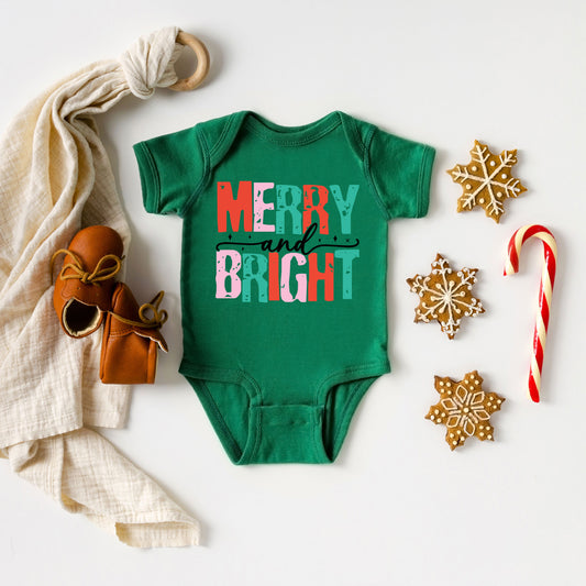 Merry And Bright Colorful | Baby Graphic Short Sleeve Onesie