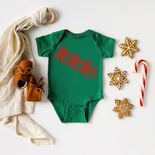 Diagonal Ho Ho Ho | Baby Graphic Short Sleeve Onesie