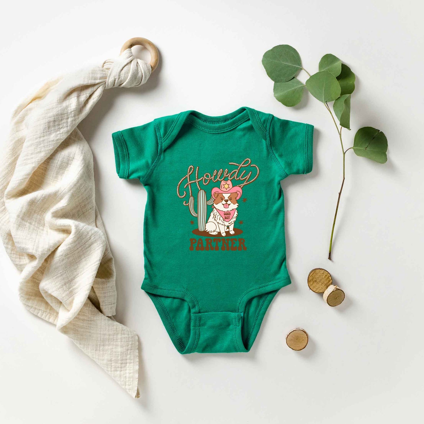 Howdy Partner Dog | Baby Graphic Short Sleeve Onesie