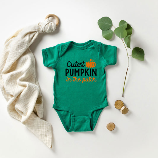 Cutest Pumpkin In The Patch Colorful | Baby Graphic Short Sleeve Onesie