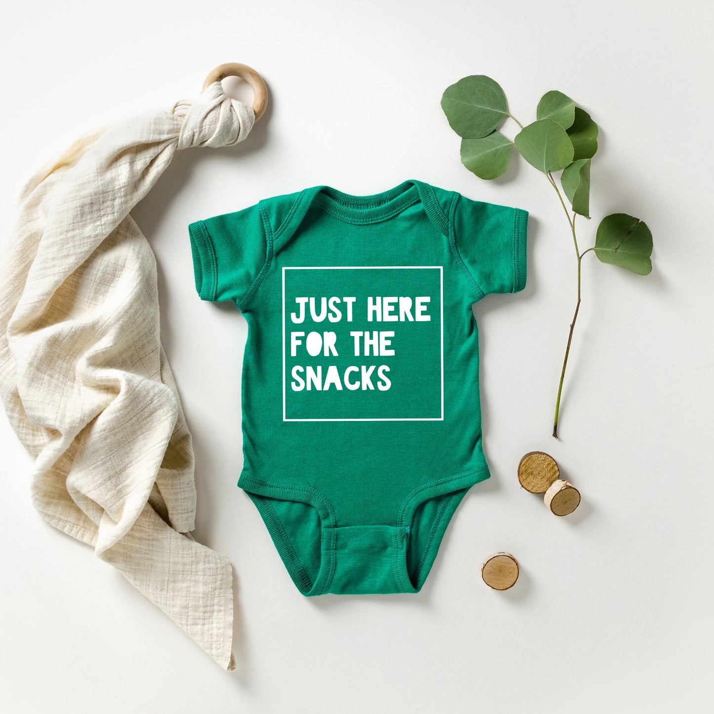 Just Here For The Snacks Kids | Baby Graphic Short Sleeve Onesie
