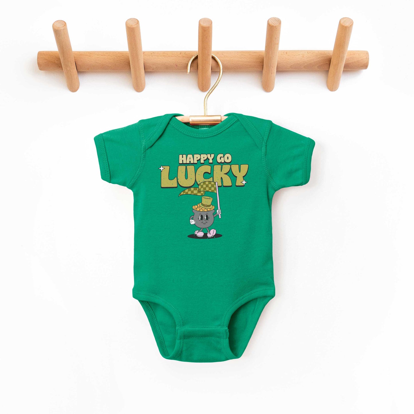 Happy Go Lucky Pot Of Gold | Baby Graphic Short Sleeve Onesie