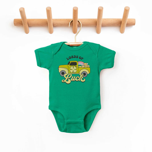 Loads Of Luck Retro Truck | Baby Graphic Short Sleeve Onesie