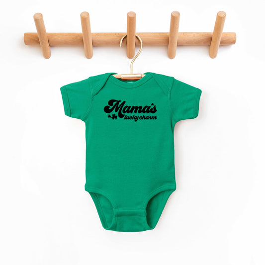Retro Mama's Lucky Charm | Baby Graphic Short Sleeve Onesie