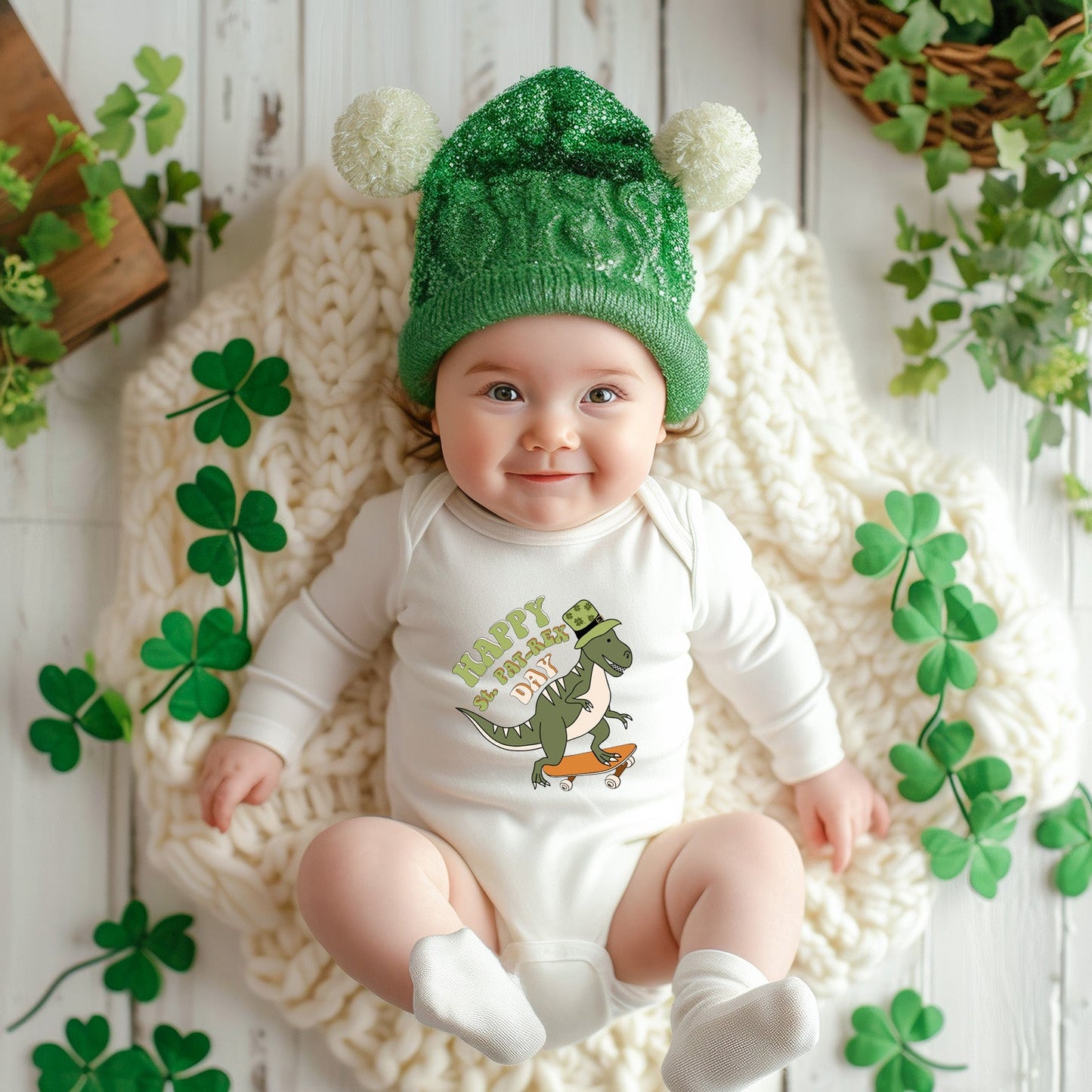 Happy St. Pat-Rex Day | Baby Graphic Long Sleeve Onesie