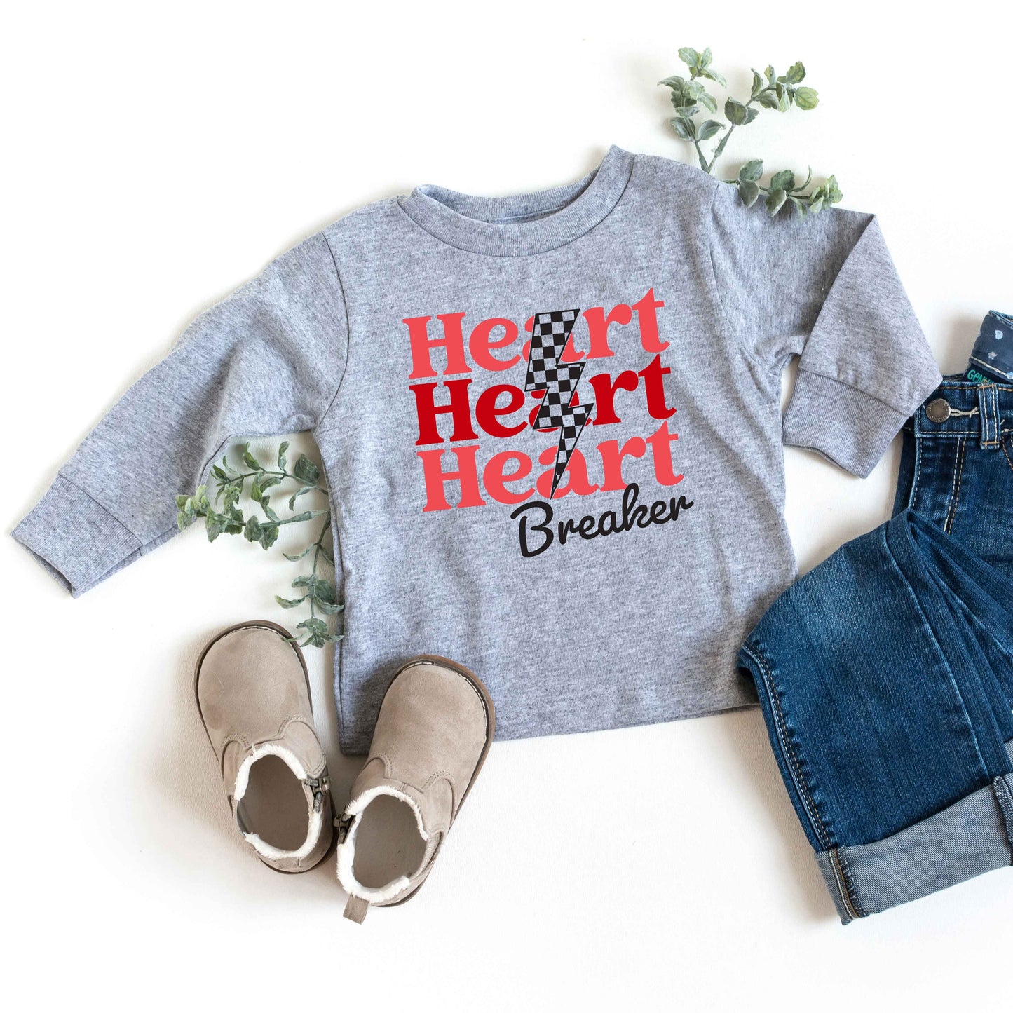 Heart Breaker Checkered Bolt | Youth Long Sleeve Tee