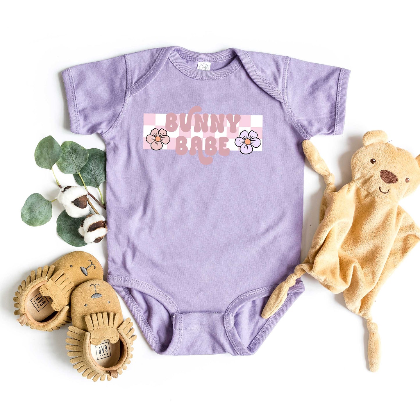 Bunny Babe Flowers | Baby Graphic Short Sleeve Onesie