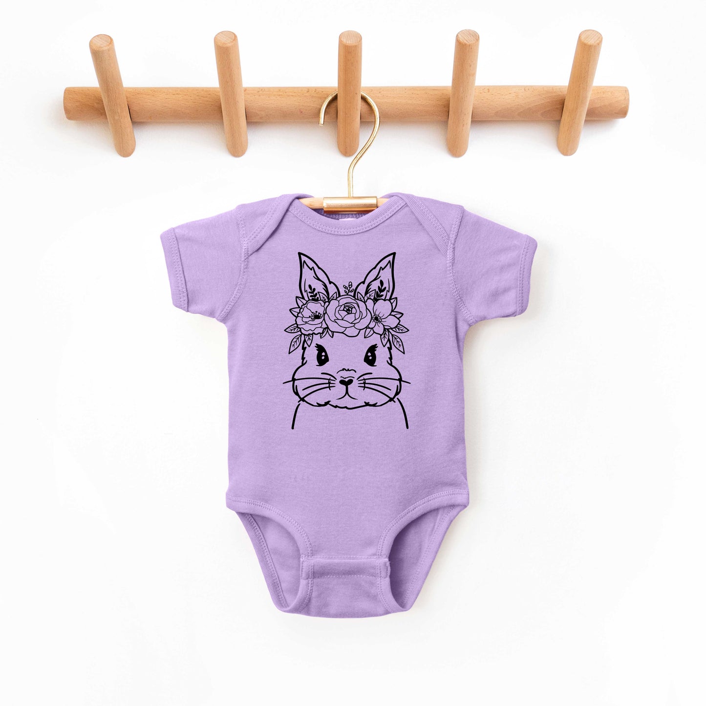Bunny Face Floral | Baby Graphic Short Sleeve Onesie