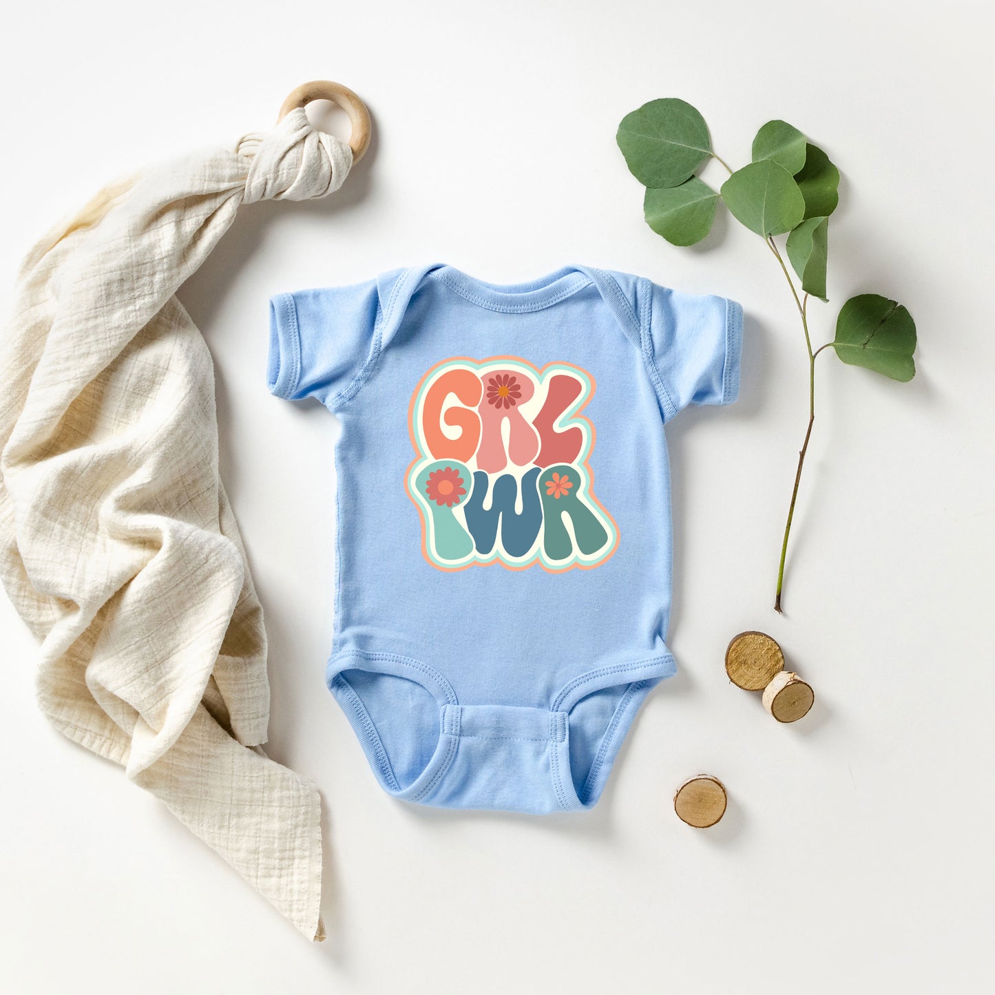 Retro Girl Power Colorful | Baby Graphic Short Sleeve Onesie
