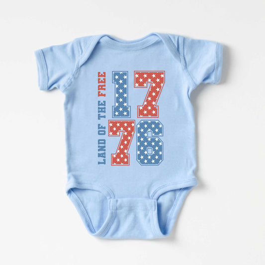 Land Of The Free Retro Stars | Baby Graphic Short Sleeve Onesie