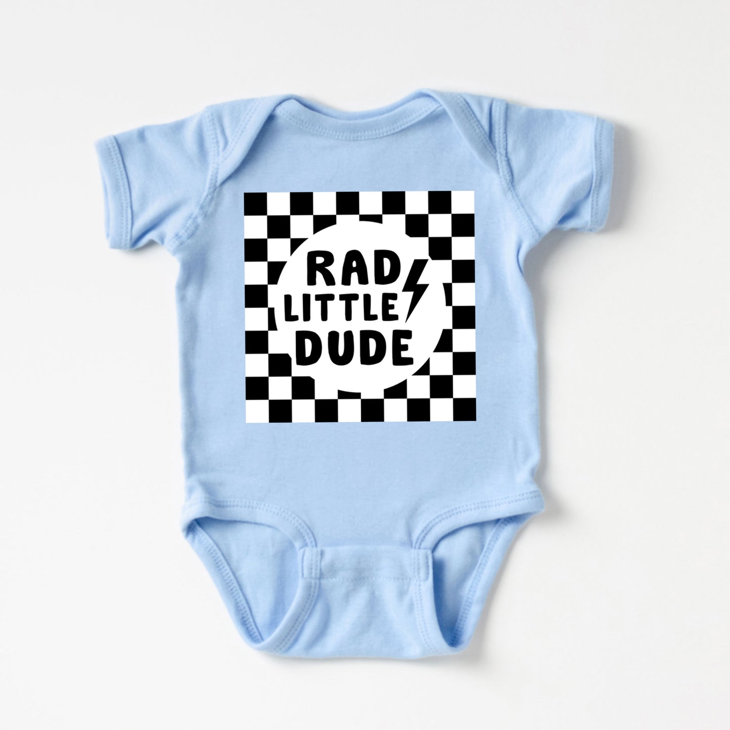 Rad Little Dude Checkered | Baby Graphic Short Sleeve Onesie