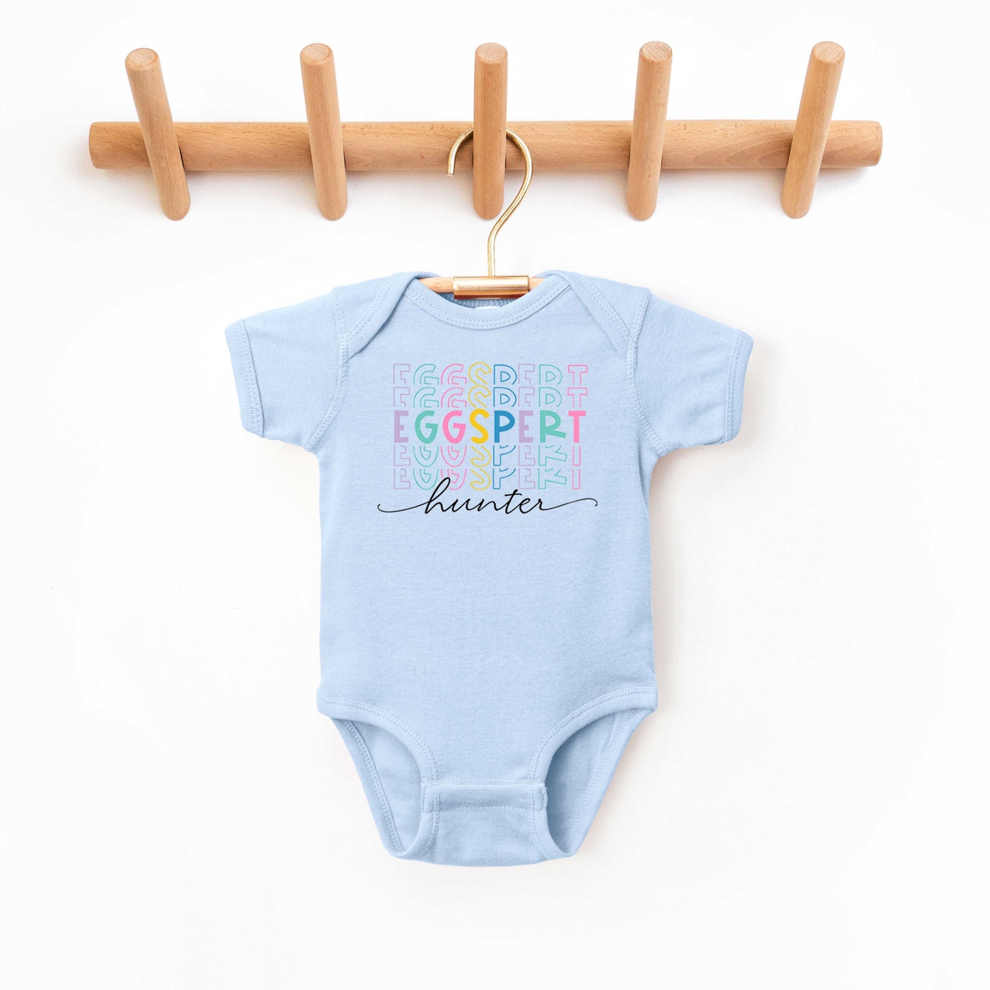 Eggspert Hunter Stacked | Baby Graphic Short Sleeve Onesie