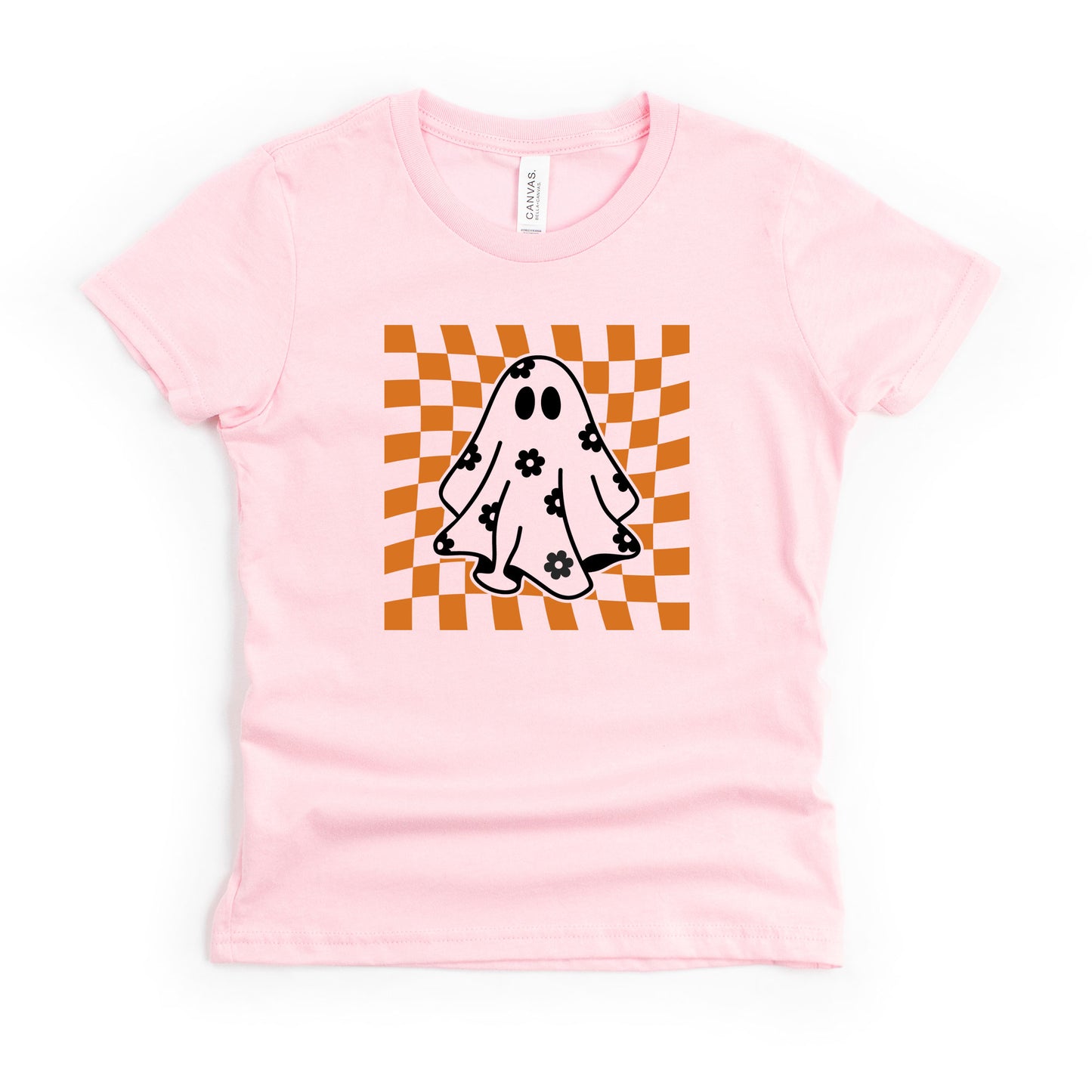 Checkered Flower Ghost | Youth Graphic Short Sleeve Tee