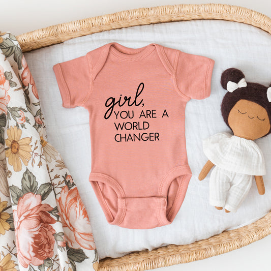 Girl World Changer | Baby Graphic Short Sleeve Onesie