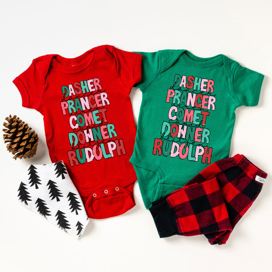 Reindeers Stacked | Baby Graphic Short Sleeve Onesie