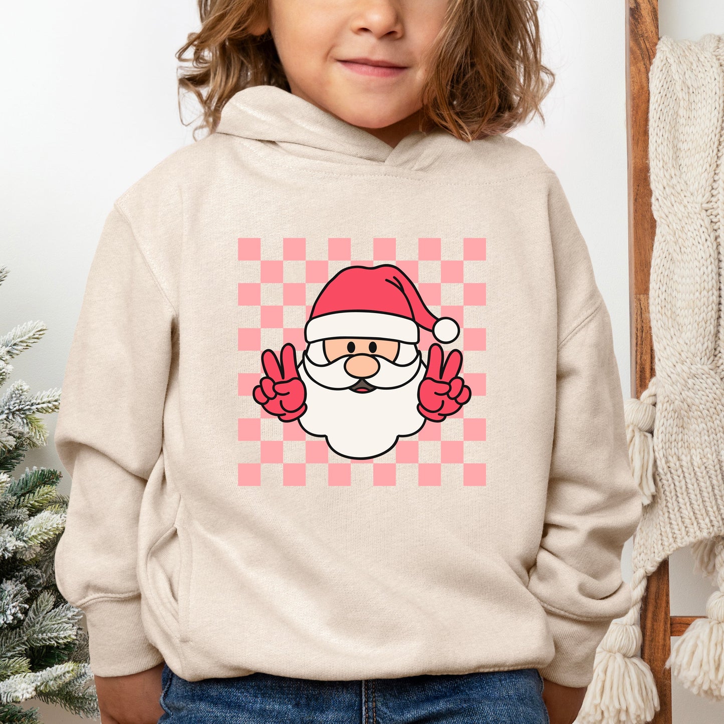Checkered Santa | Toddler Graphic Hoodie