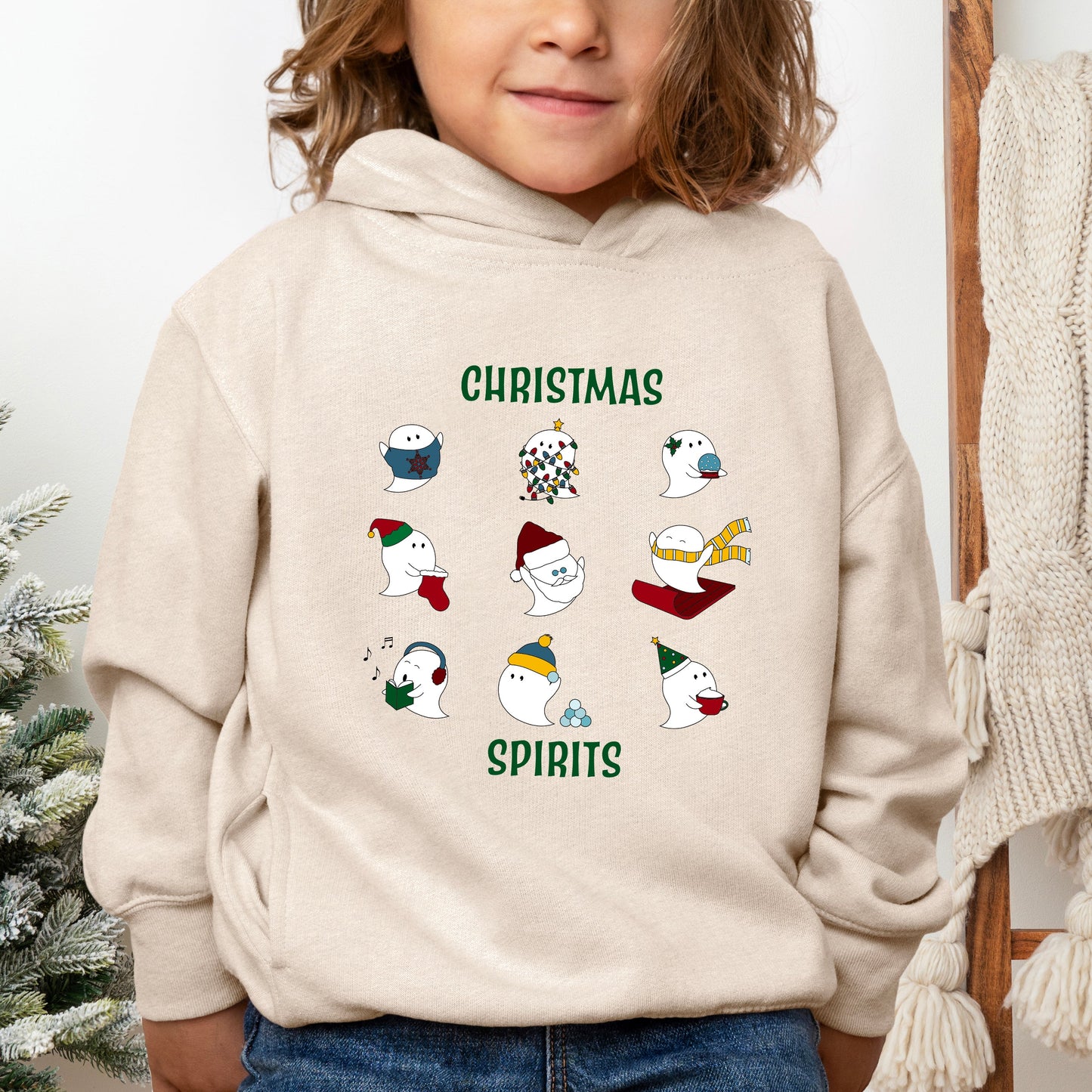 Christmas Spirits Green Words | Toddler Graphic Hoodie