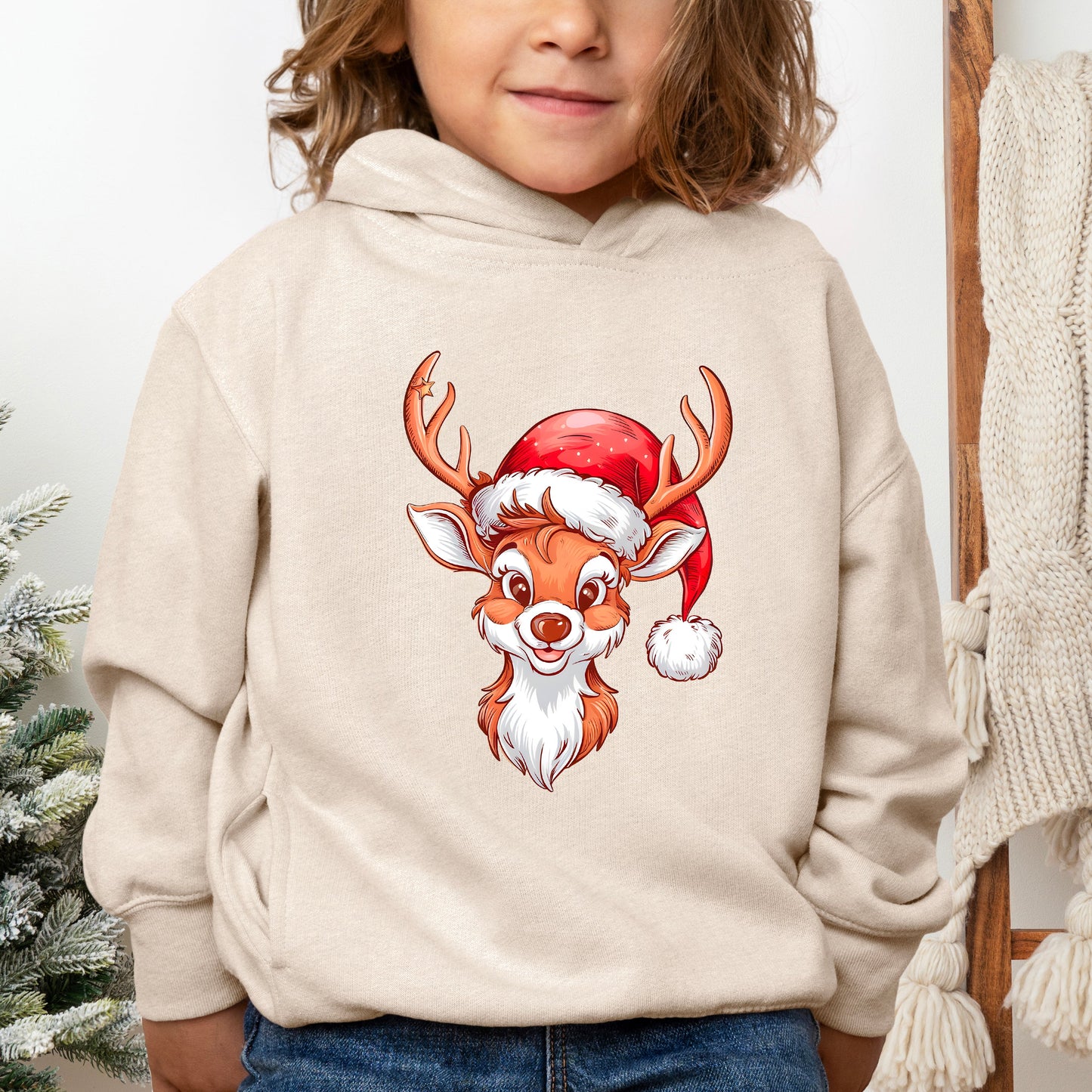 Cute Reindeer Head | Toddler Graphic Hoodie