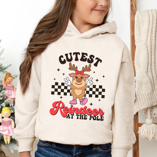 Cutest Reindeer At The Pole | Toddler Graphic Hoodie