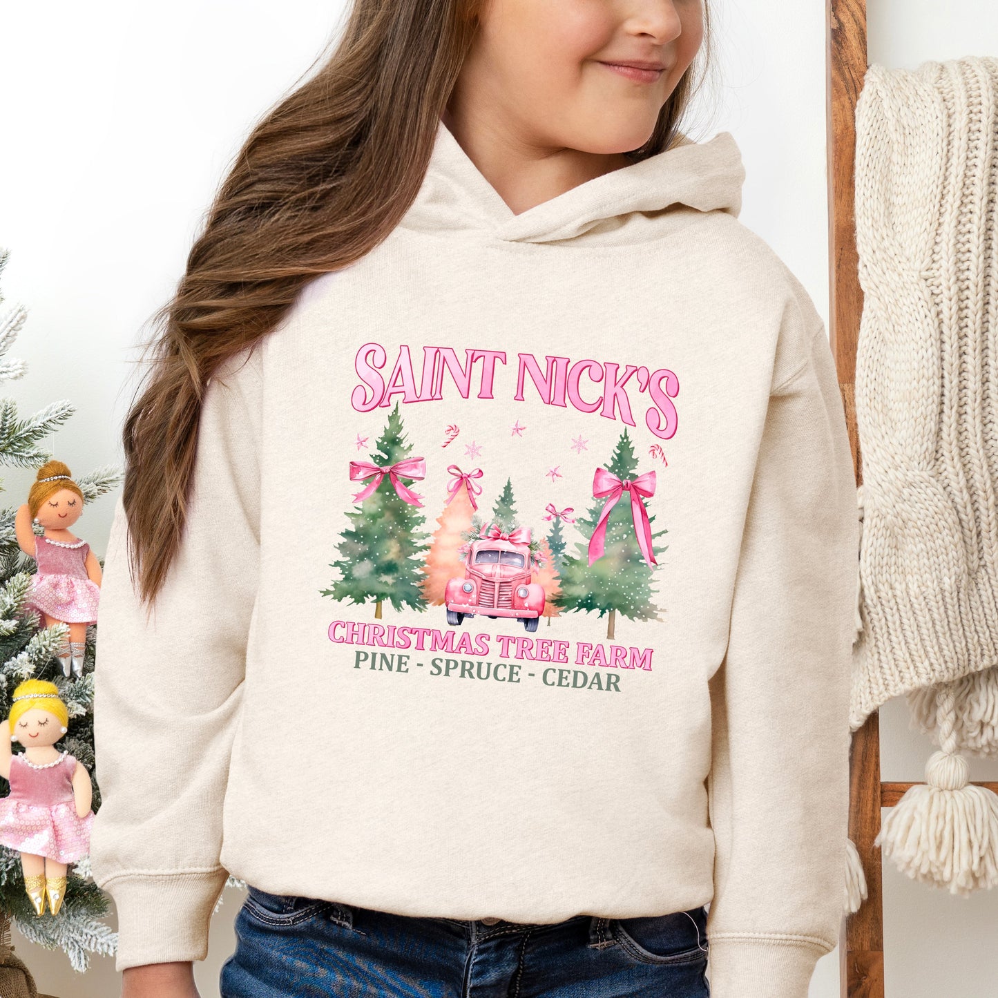 Coquette St. Nick's Tree Farm | Toddler Graphic Hoodie