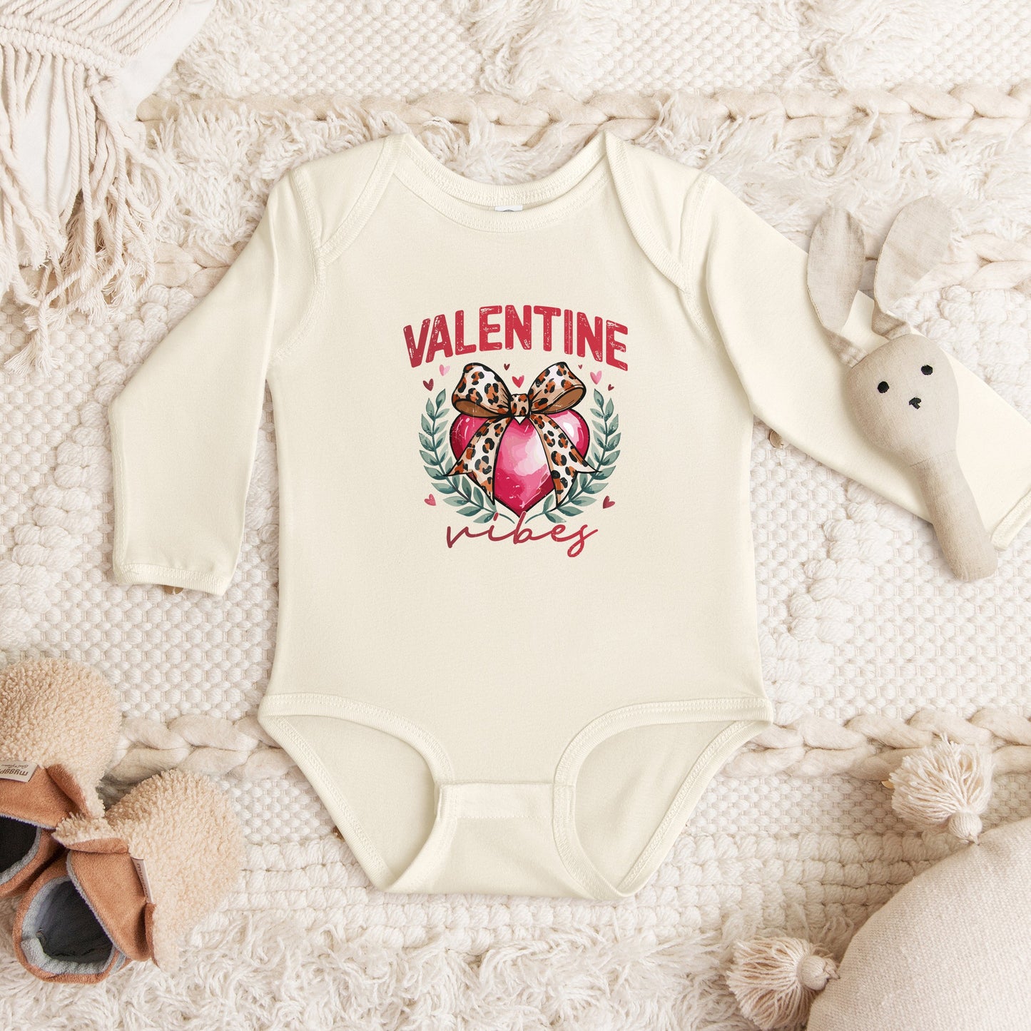 Coquette Valentine Vibes | Baby Graphic Long Sleeve Onesie