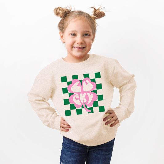 Lucky Clover Checkered | Youth Ultra-Soft Graphic Sweatshirt