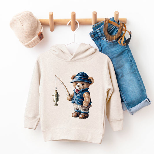 Teddy Bear Fisherman | Toddler Graphic Hoodie