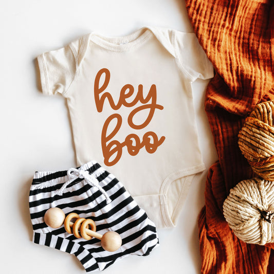 Hey Boo Cursive | Baby Graphic Short Sleeve Onesie