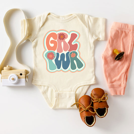 Retro Girl Power Colorful | Baby Graphic Short Sleeve Onesie