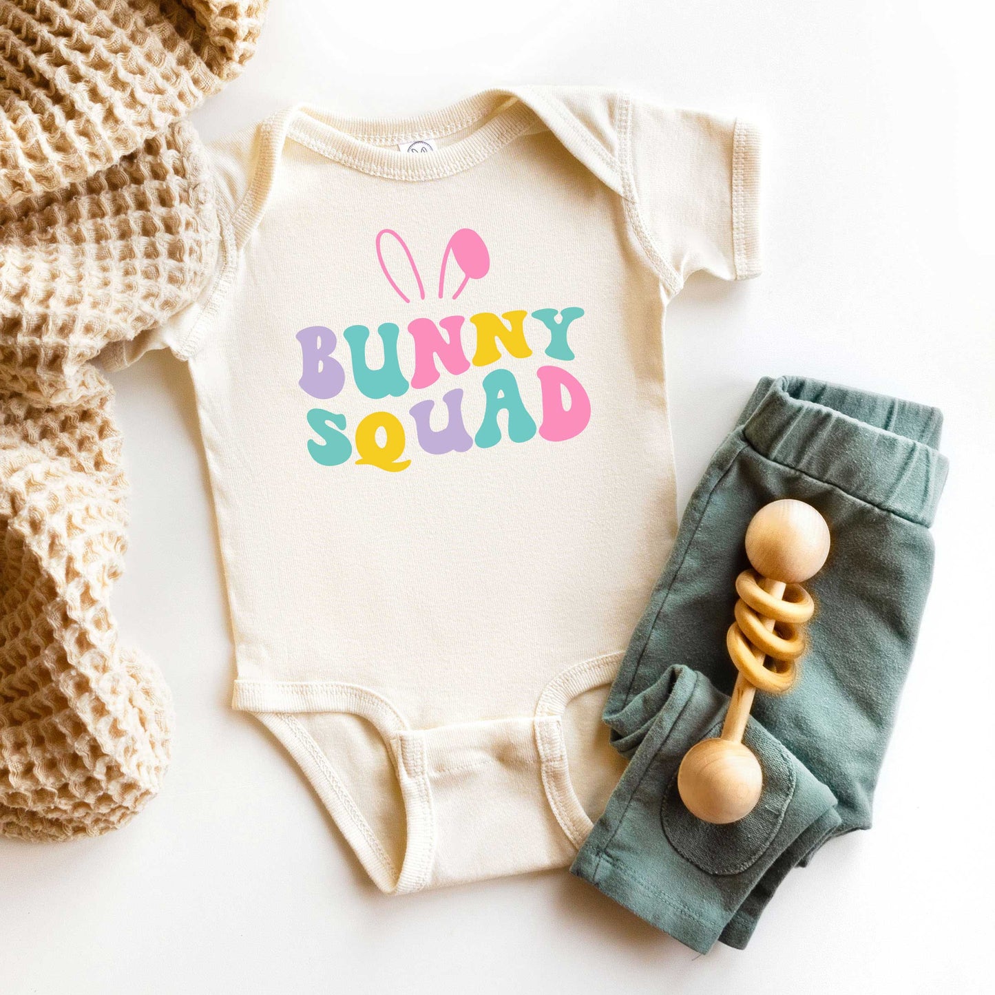 Bunny Squad Colorful | Baby Graphic Short Sleeve Onesie