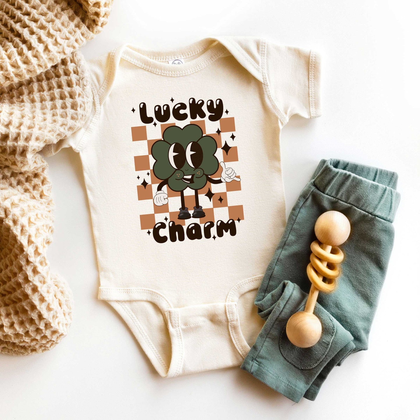 Lucky Charm Checkered | Baby Graphic Short Sleeve Onesie