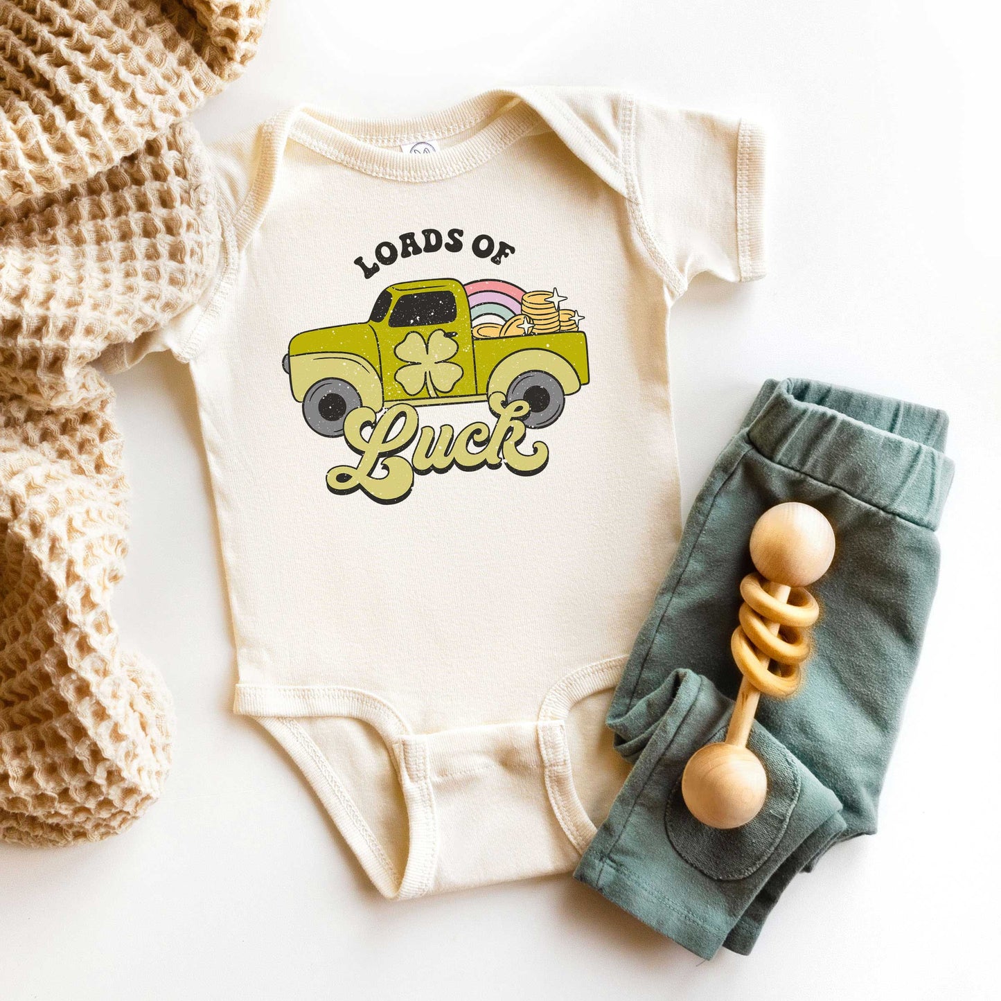 Loads Of Luck Retro Truck | Baby Graphic Short Sleeve Onesie