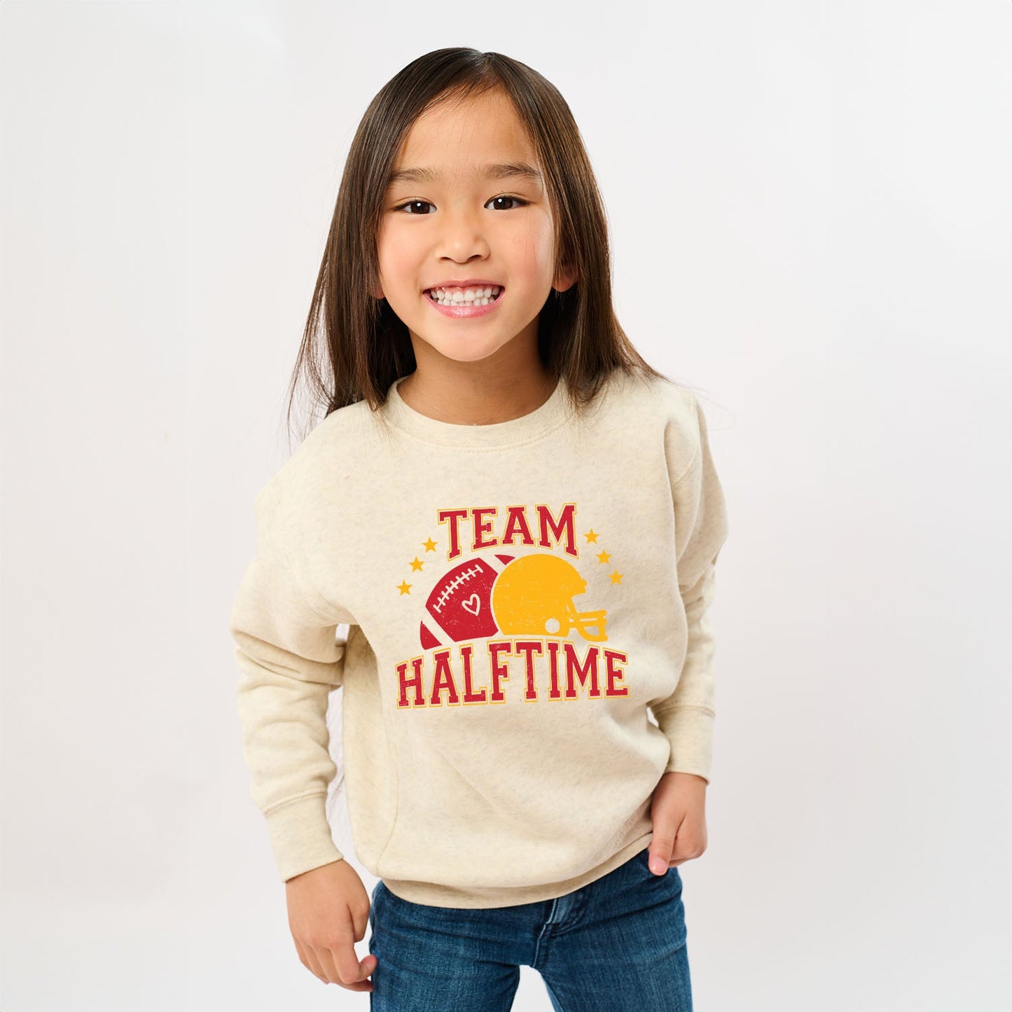 Team Halftime Distressed - Red | Youth Ultra-Soft Graphic Sweatshirt