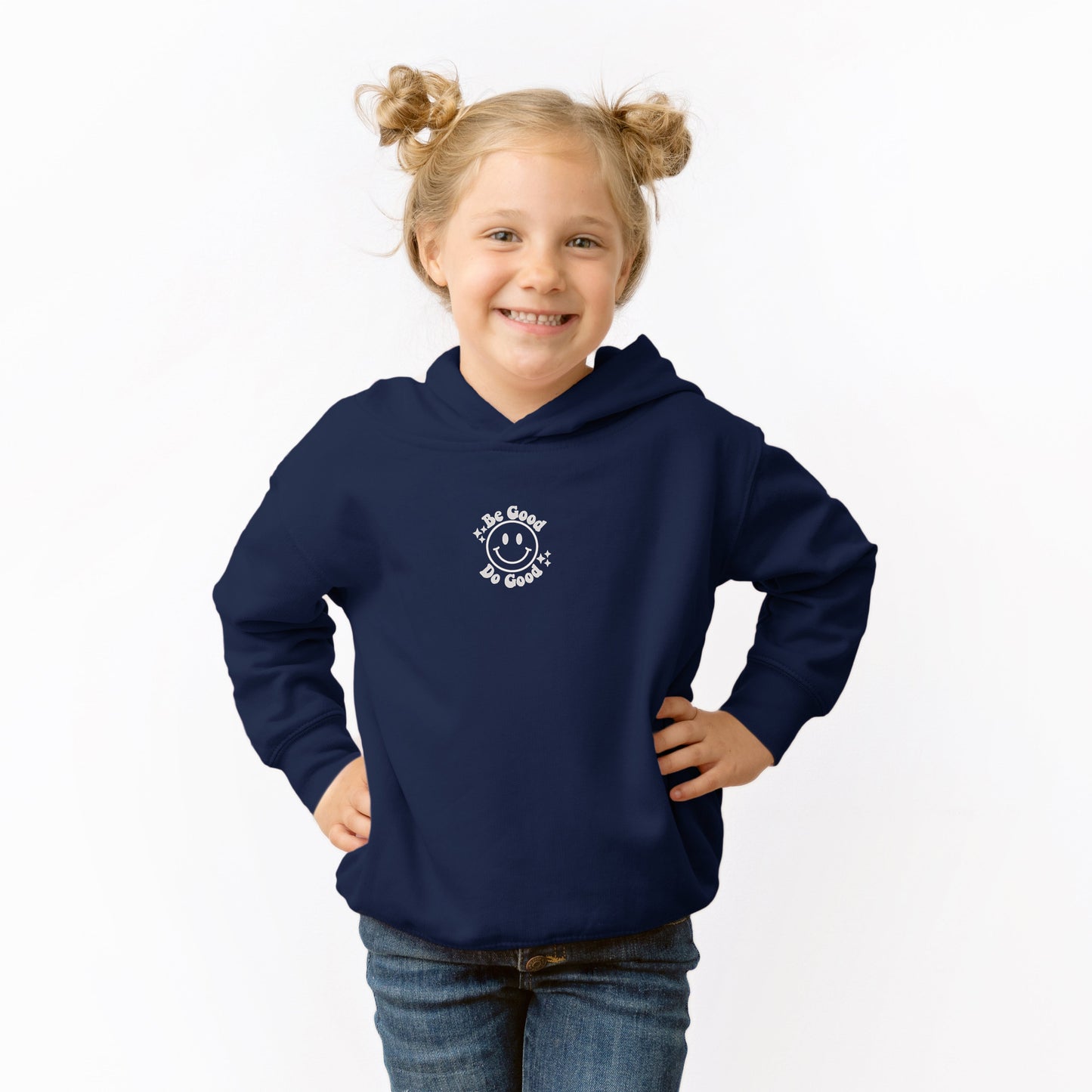 Embroidered Be Good Do Good Smiley Face | Toddler Graphic Hoodie