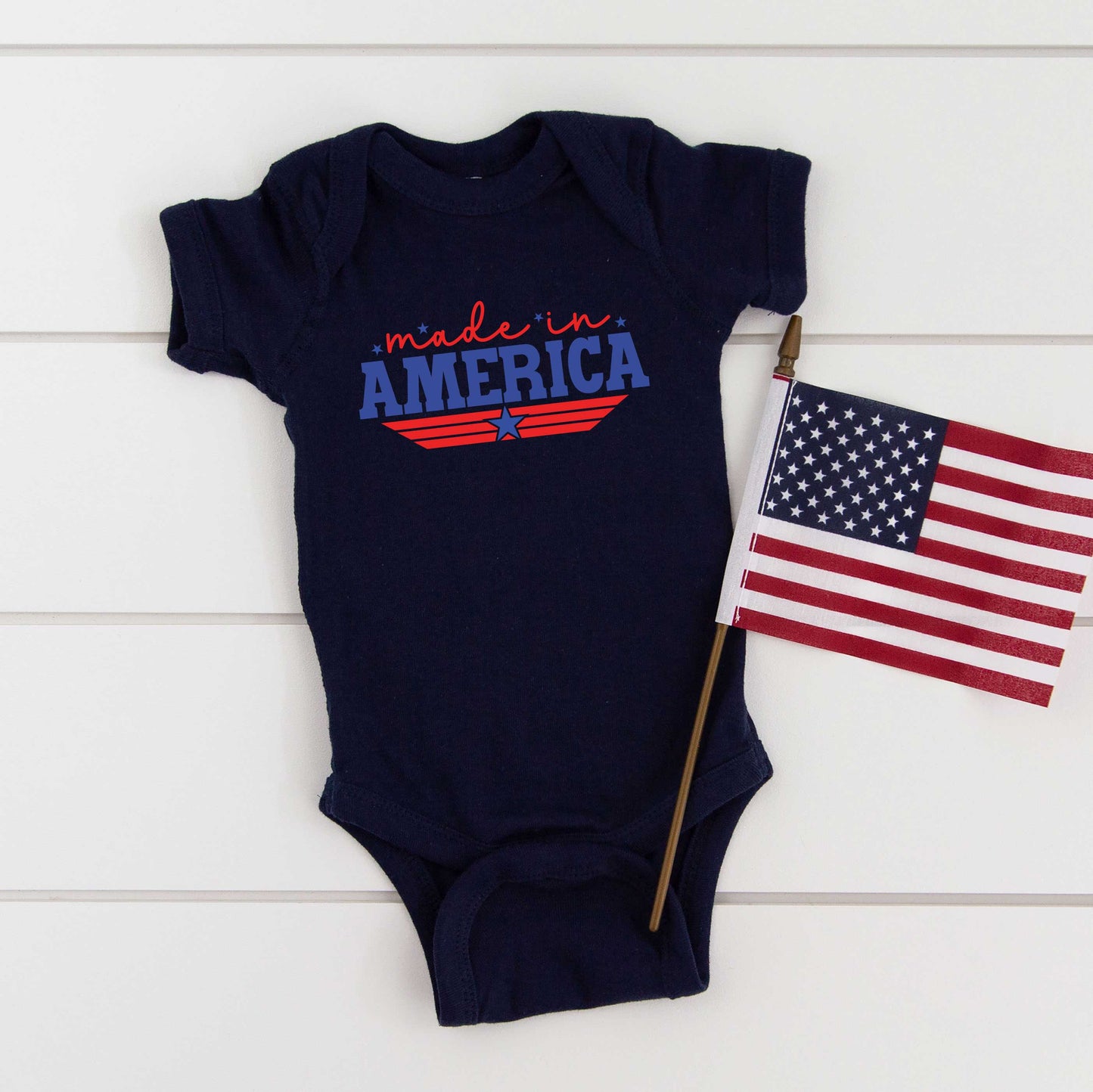 Made In America Stripes | Baby Graphic Short Sleeve Onesie