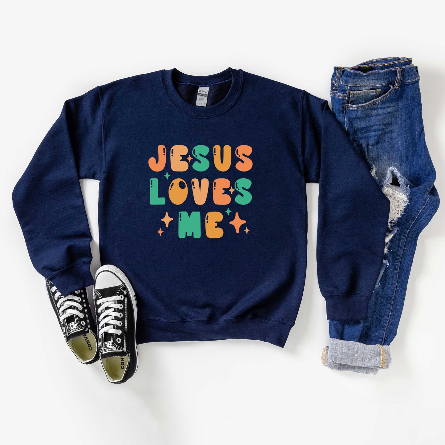 Jesus Loves Me Stars | Youth Graphic Sweatshirt