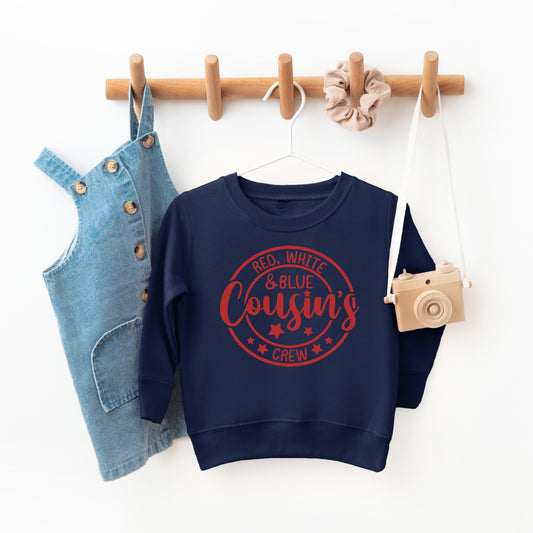 Red White And Blue Cousin's Crew | Toddler Sweatshirt