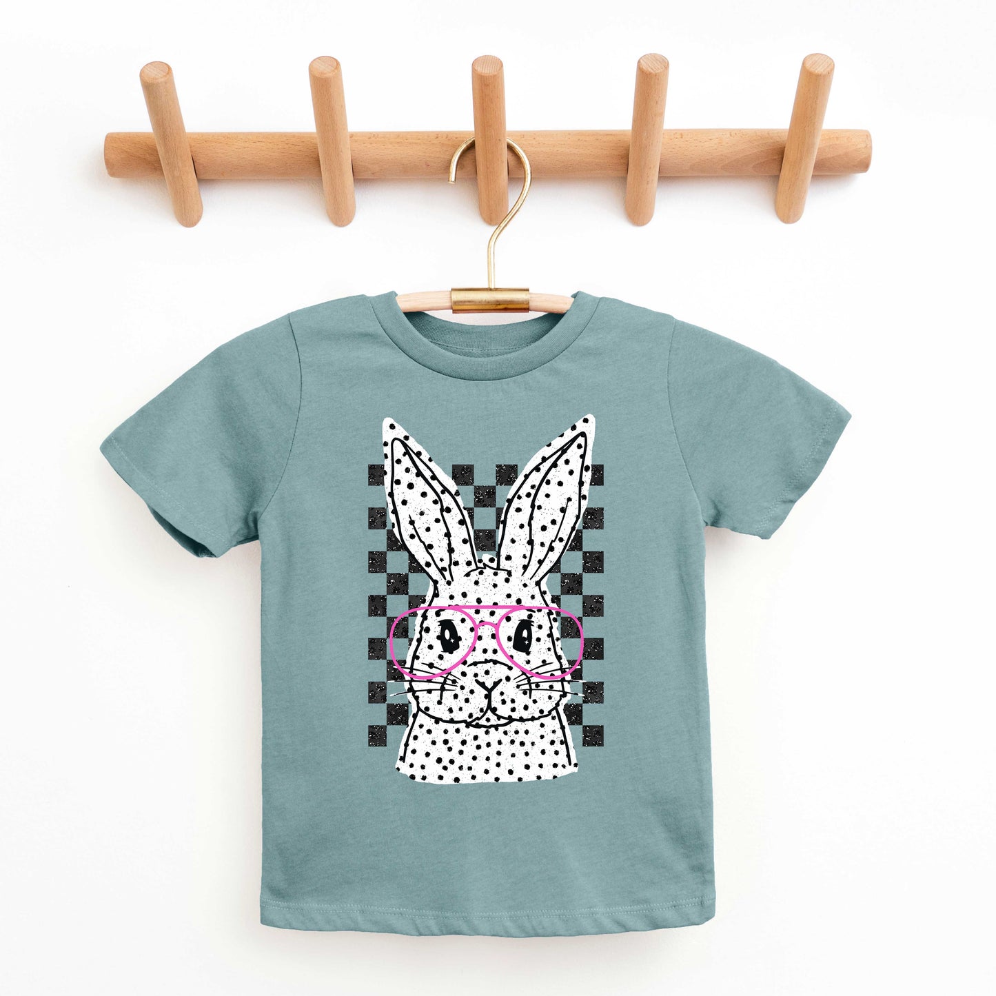 Spotted Bunny With Glasses | Youth Short Sleeve Crew Neck