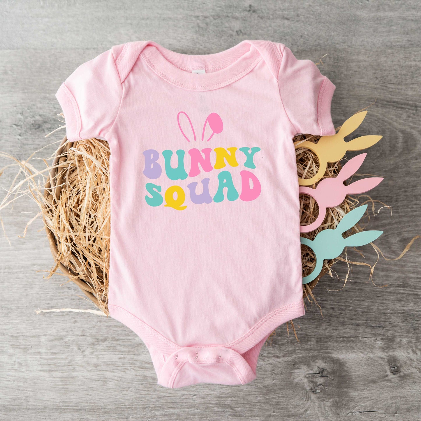 Bunny Squad Colorful | Baby Graphic Short Sleeve Onesie