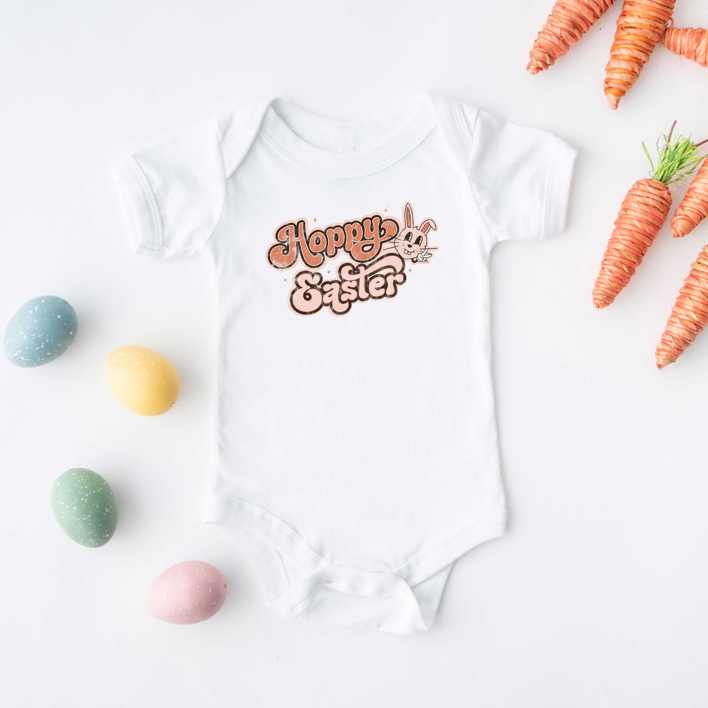 Hoppy Easter Distressed | Baby Graphic Short Sleeve Onesie