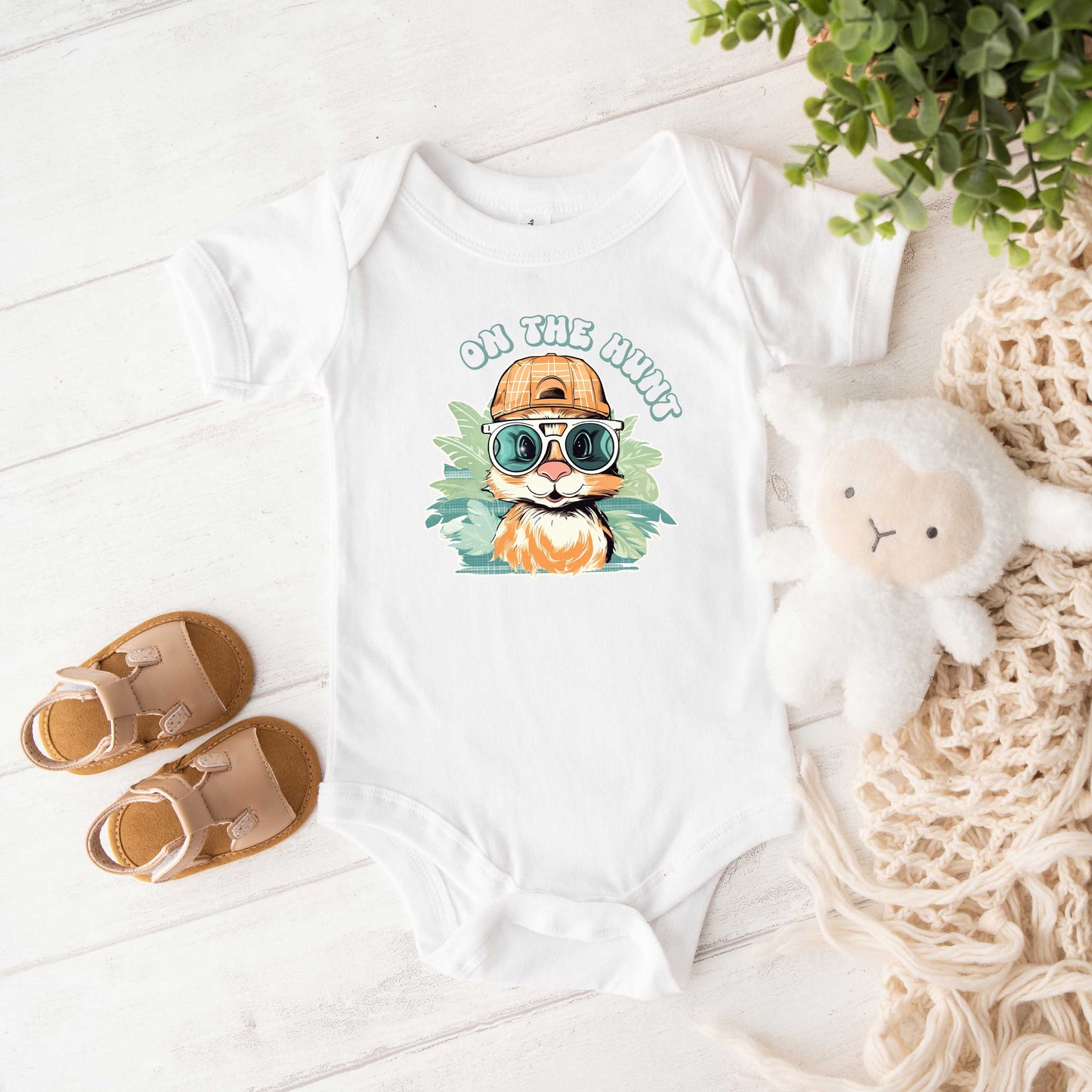 On The Hunt Bunny | Baby Graphic Short Sleeve Onesie
