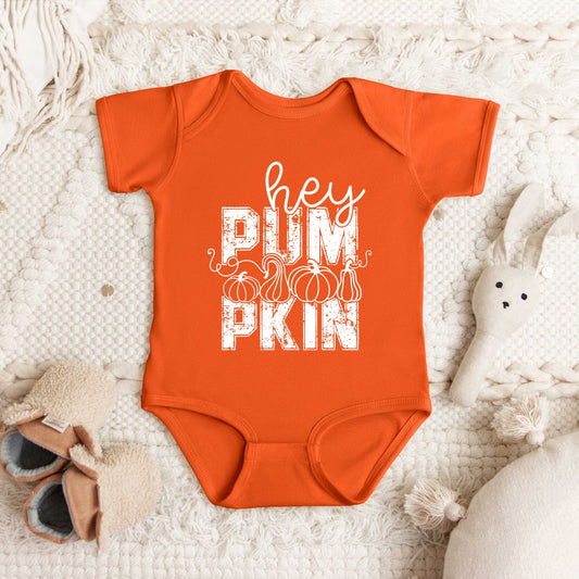 Hey Pumpkin Distressed | Baby Graphic Short Sleeve Onesie