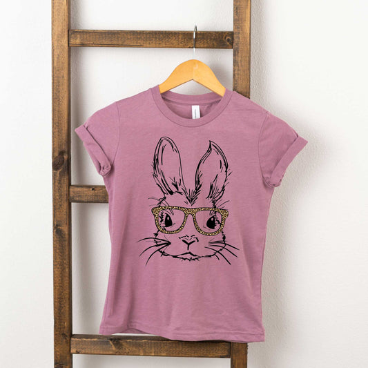 Bunny With Leopard Glasses | Youth Short Sleeve Crew Neck
