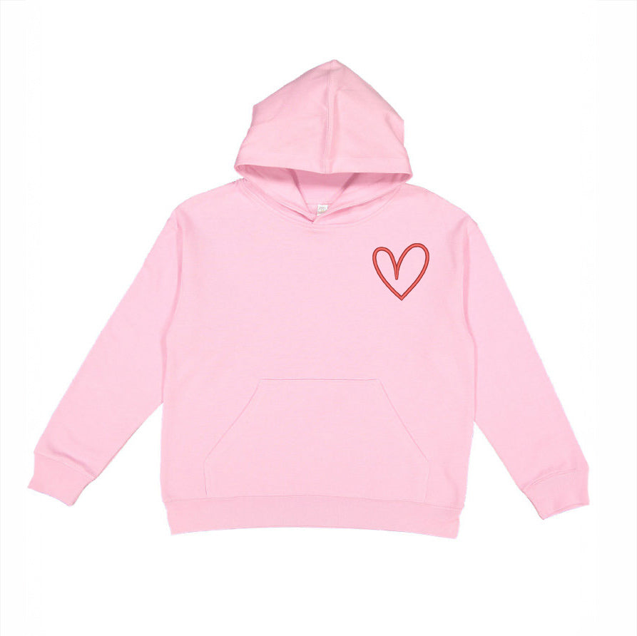 Embroidered Hand Drawn Heart | Youth Graphic Hoodie