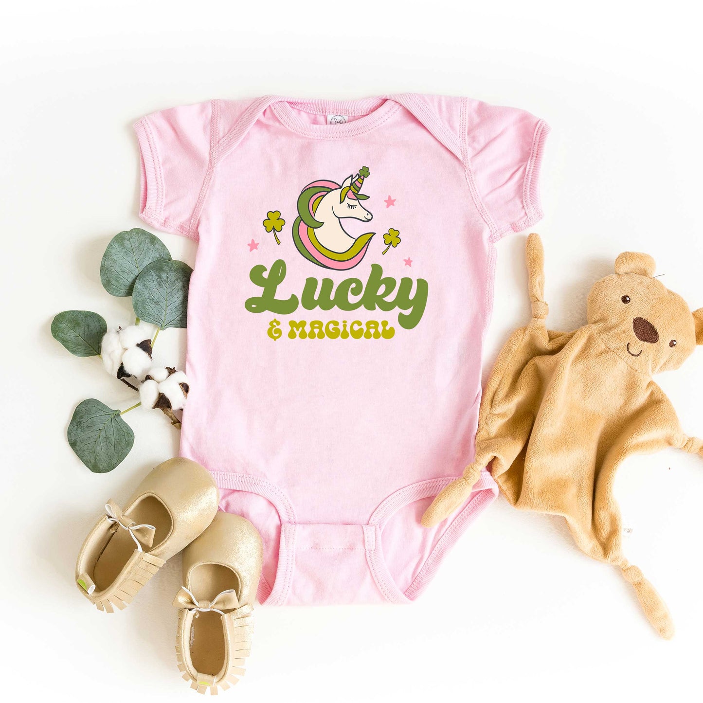 Lucky Magical Unicorn | Baby Graphic Short Sleeve Onesie