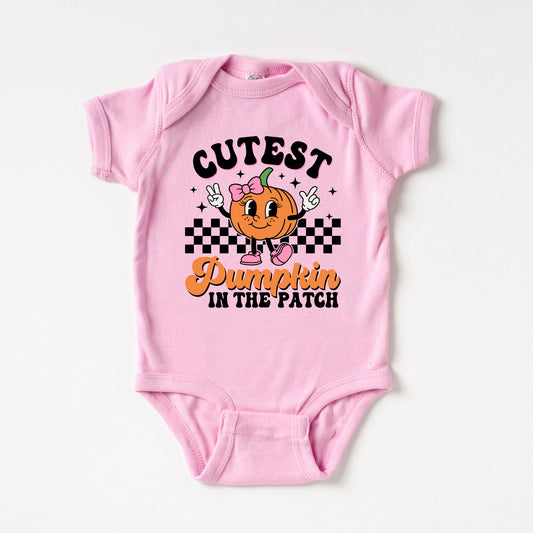 Cutest Pumpkin Checkered | Baby Graphic Short Sleeve Onesie