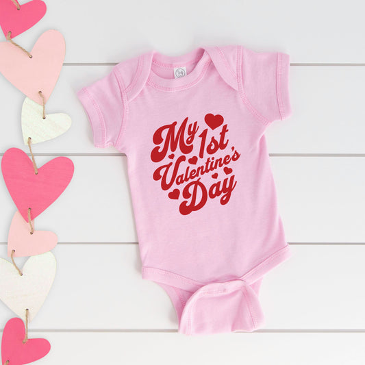 First Valentine's Cursive | Baby Graphic Short Sleeve Onesie