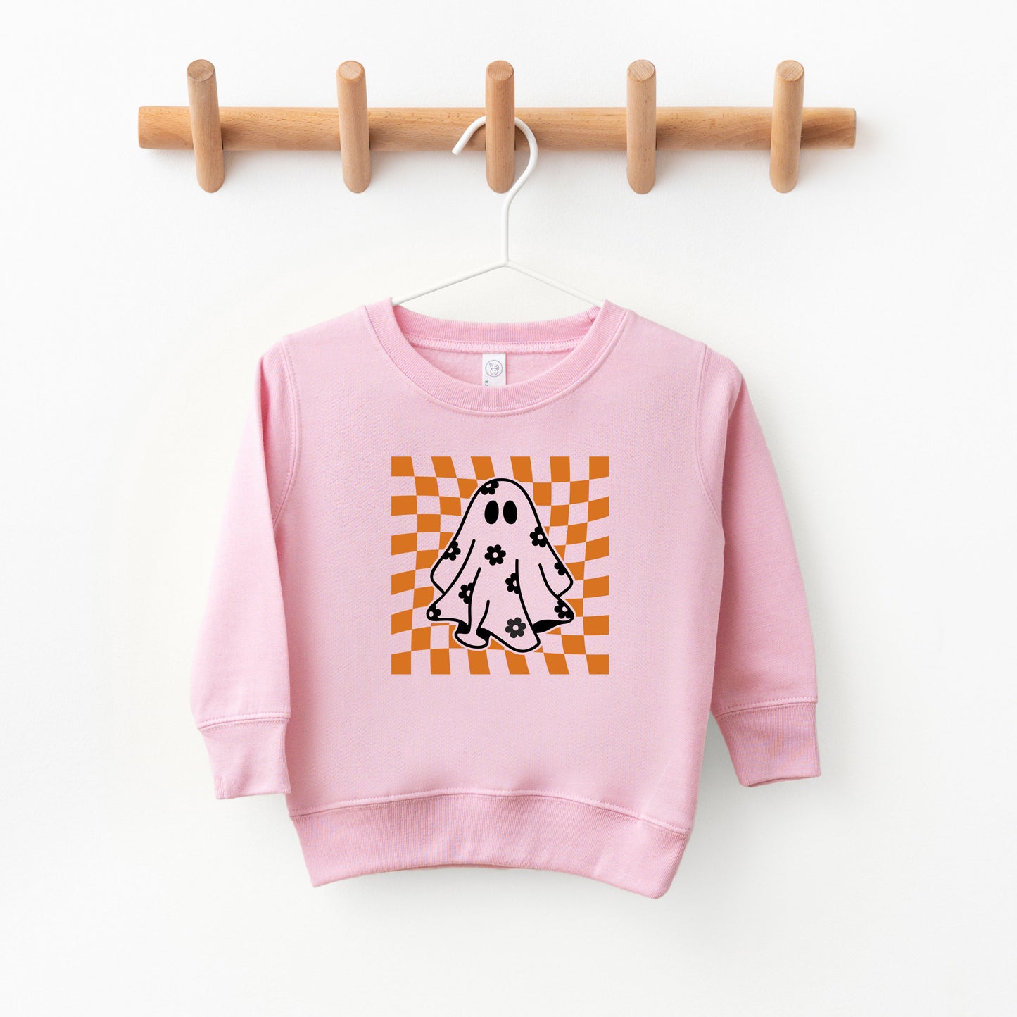Checkered Flower Ghost | Toddler Graphic Sweatshirt