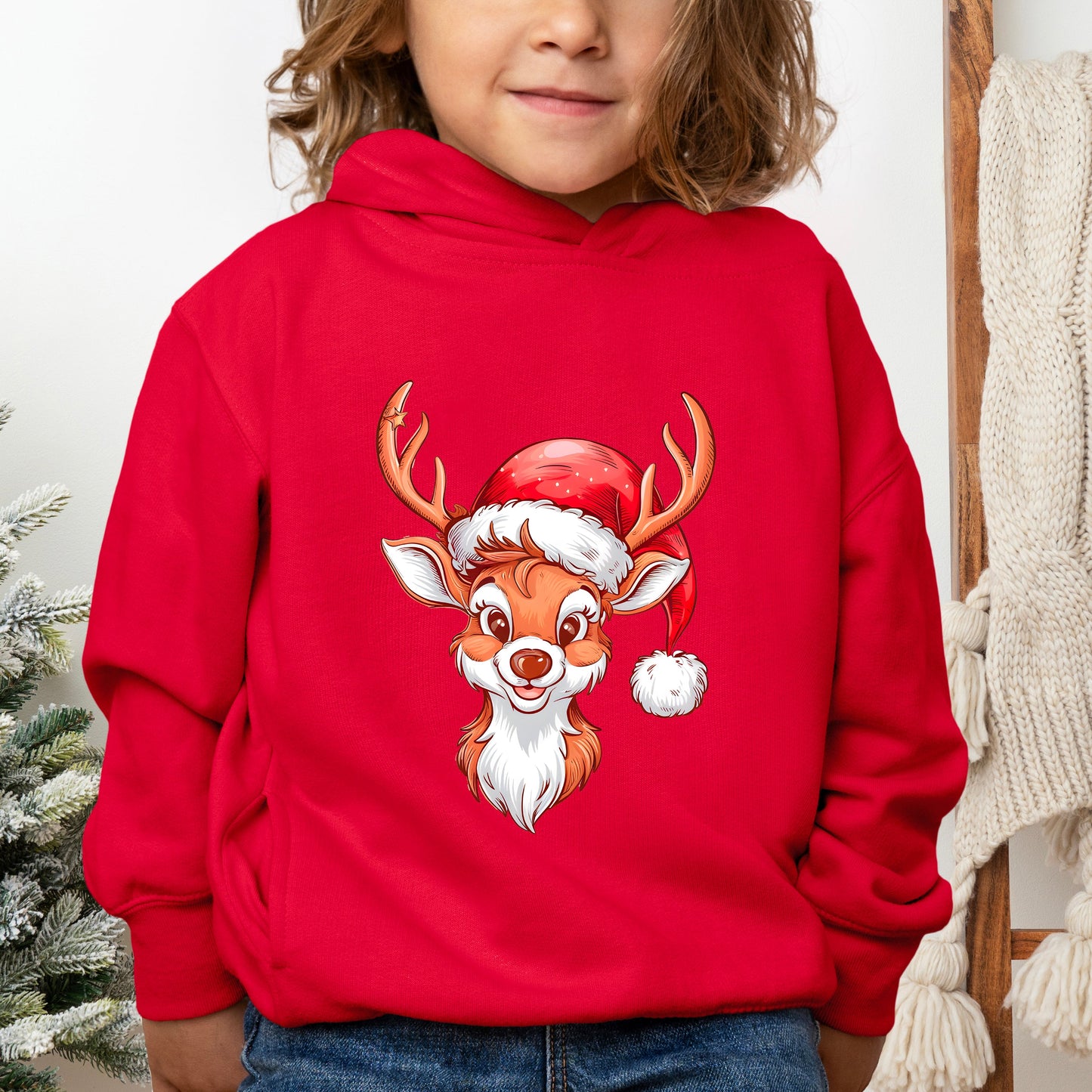 Cute Reindeer Head | Toddler Graphic Hoodie